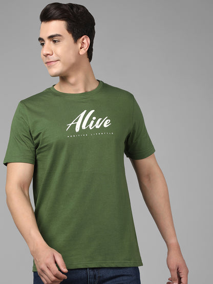 Tom's Alive - Printed Men's Tshirt - Dry Olive Green