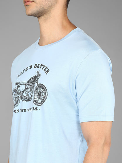 Harley Rider - Printed Men's Tshirt - Ice Blue