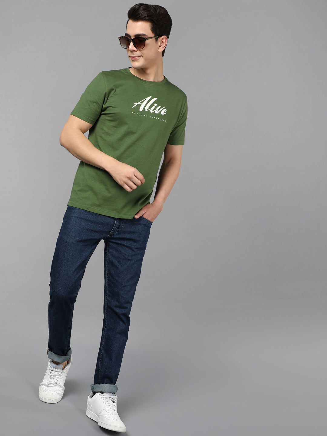 Tom's Alive - Printed Men's Tshirt - Dry Olive Green