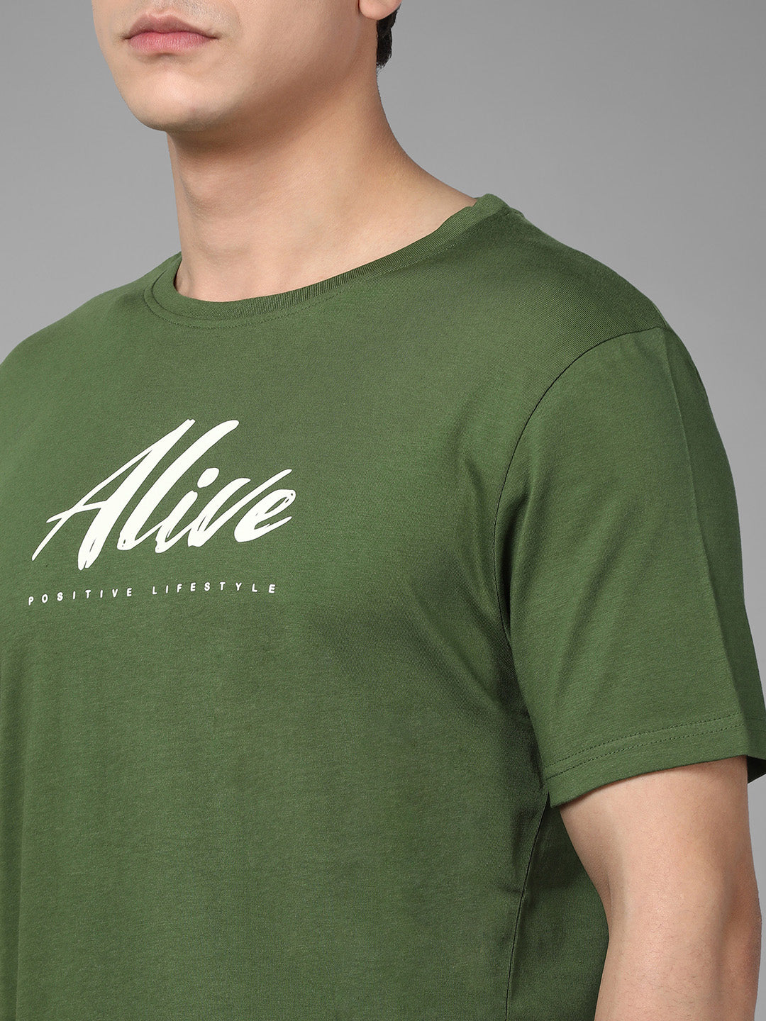 Tom's Alive - Printed Men's Tshirt - Dry Olive Green