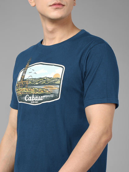 Cape Cabasa - Graphic Print Men's Tshirt - Blue Royale