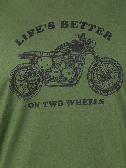 Harley Rider - Printed Men's Tshirt - Dry Olive Green